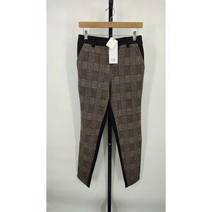 Ruti Tailor-Made Combo Fitted Pants Taupe Plaid 10